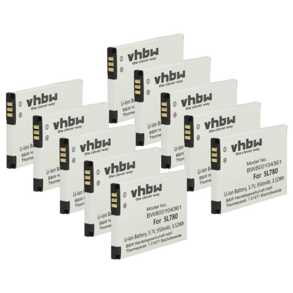 10x Bateria de substituição vhbw para Siemens S30852-D2152-X1 e Gigaset - 950 mAh 3.7 V Li-Ion