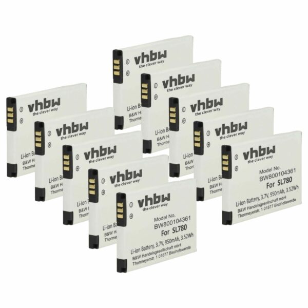 10x Bateria de substituição vhbw para Siemens S30852-D2152-X1 e Gigaset - 950 mAh 3.7 V Li-Ion