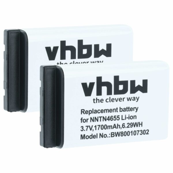 2x Bateria de substituição para Motorola NNTN6922A, NNTN4655, SNN5705C, NNTN6923A - 1700 mAh 3.7 V Li-Ion vhbw