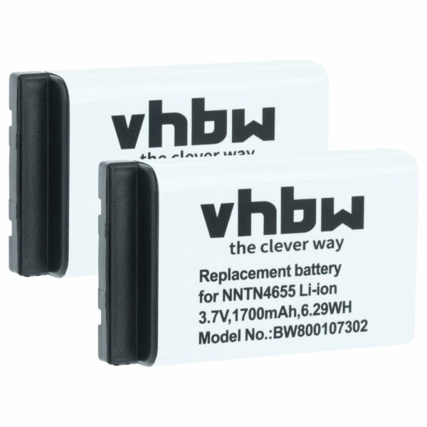 2x Bateria de substituição para Motorola NNTN6922A, NNTN4655, SNN5705C, NNTN6923A - 1700 mAh 3.7 V Li-Ion vhbw
