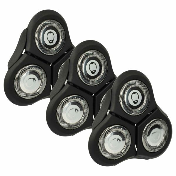 3 Cabeças de Corte de Substituição Philips RQ11 vhbw - Preto/Prateado