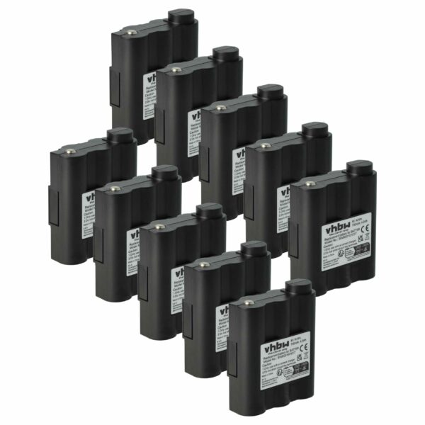 Bateria vhbw 10x para Rádio Alan Midland BATT5R, PB-ATL/G7 - 700 mAh 6V NiMH