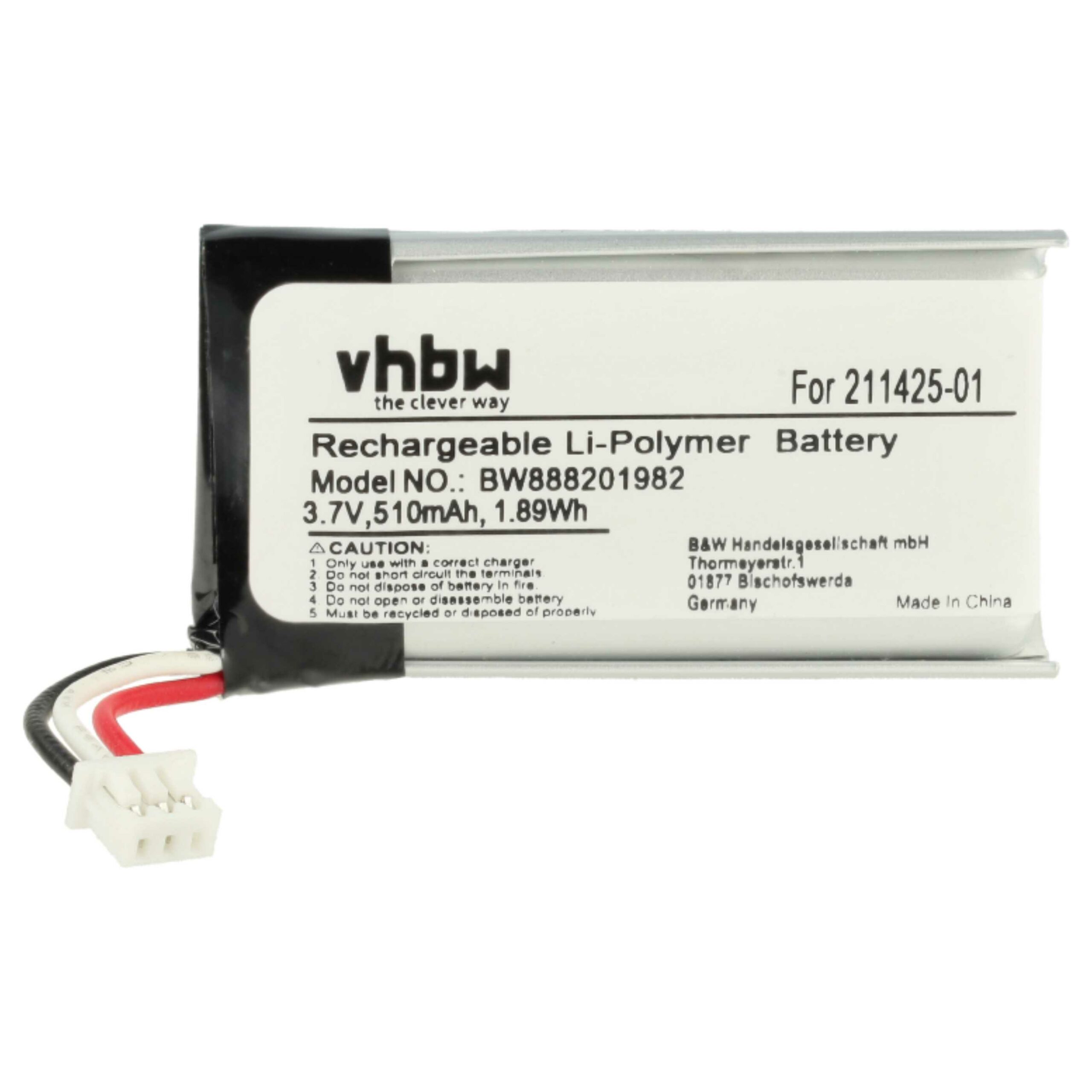 Bateria vhbw para Auscultadores Sem Fios Plantronics 211425-01, 202555-01 - 510 mAh 3.7 V Li-Po - Image 3