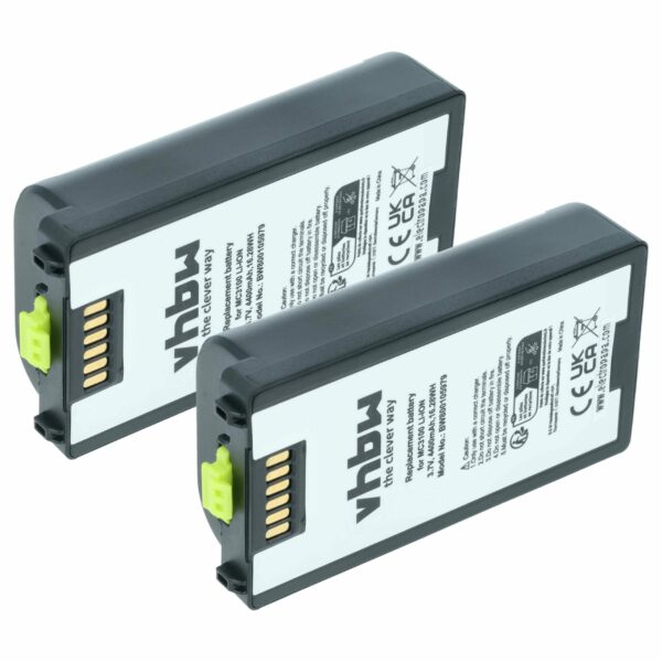 2x Bateria vhbw para Symbol 82-127909-02, BTRY-MC31KAB02 - Scanner de Códigos de Barras - 4400 mAh 3.7 V