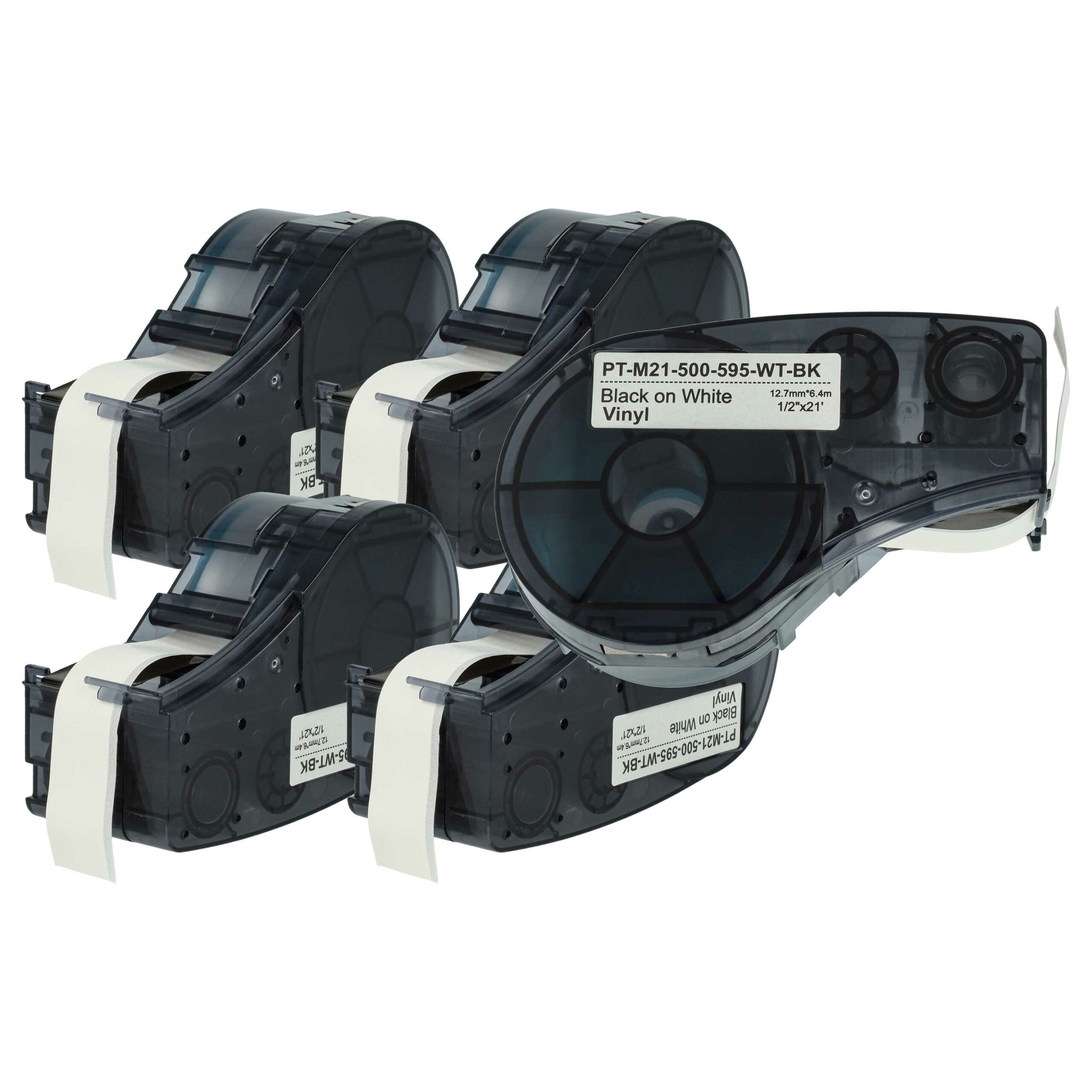 5x Fita de Etiquetas vhbw substitui Brady M21-500-595-WT - 12.7 mm Preto sobre Branco, Vinil