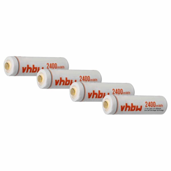 Bateria AA Recarregável vhbw 650 mAh 3.7V Li-Ion - Pack 4 Unidades
