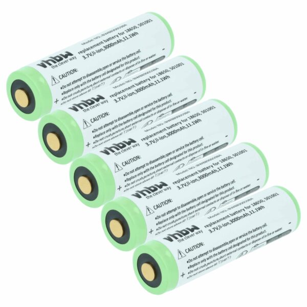 Lanterna - 5x Bateria compatível Ledlenser 501001 - 3 Ah 3.7 V Li-Ion vhbw