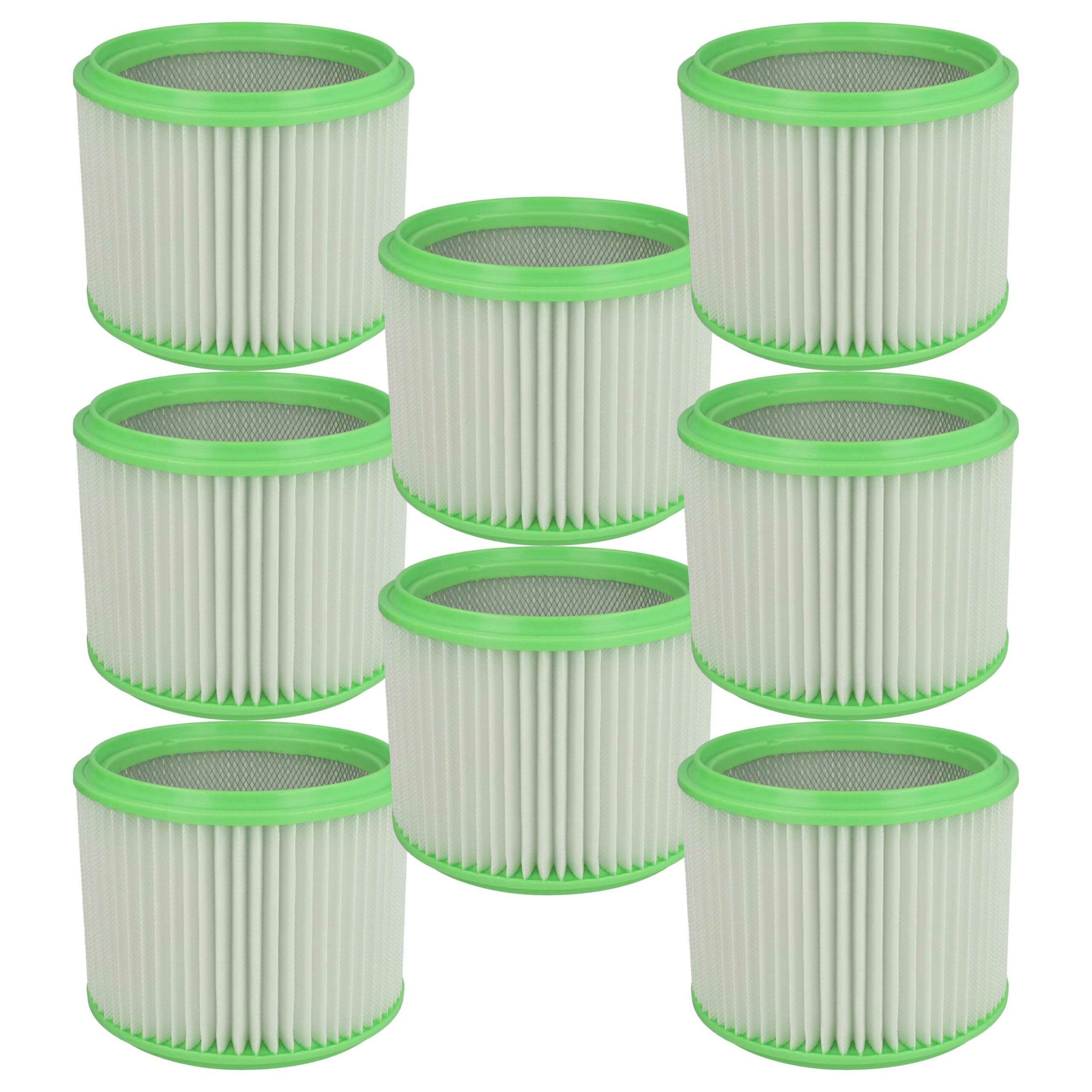 8x Filtro de Cartucho vhbw para Aspirador Gisowatt e Makita 413525 Branco / Verde