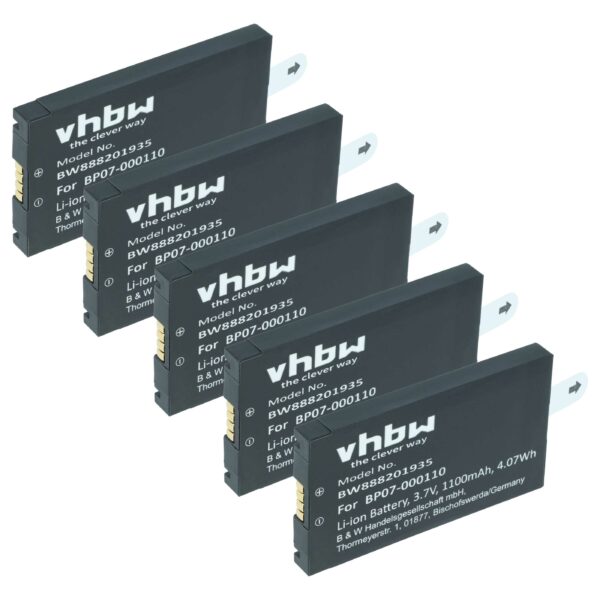 5x Bateria vhbw compatível com Datalogic 11300794, 3H21-00000370 - Scanner POS 1100 mAh 3.7 V