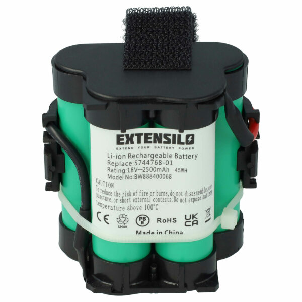 Bateria EXTENSILO para Gardena R40Li, Husqvarna Automower, Flymo 1200R - 2500 mAh 18 V Li-Ion