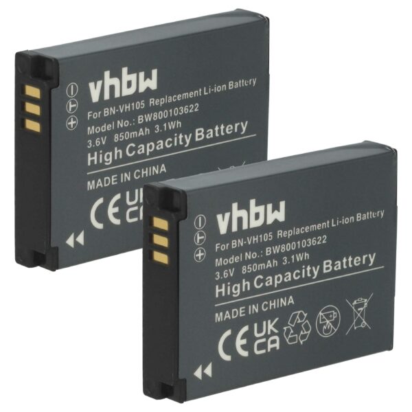 Bateria vhbw 2x para JVC GC-XA1, GC-XA2 850 mAh 3.6 V Li-Ion