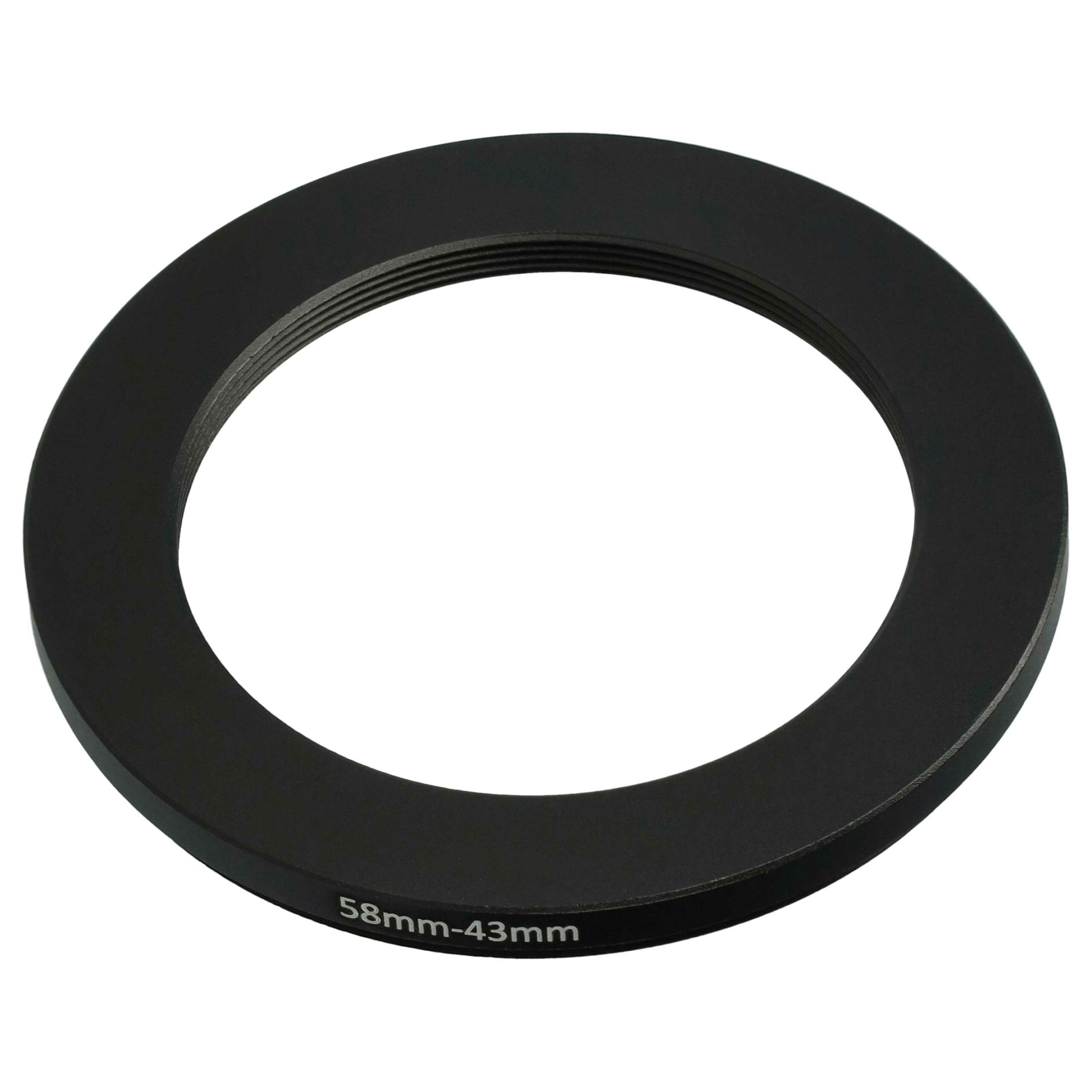 Anel Adaptador Redutor 58 mm para 43 mm vhbw para Objetivas de Câmara