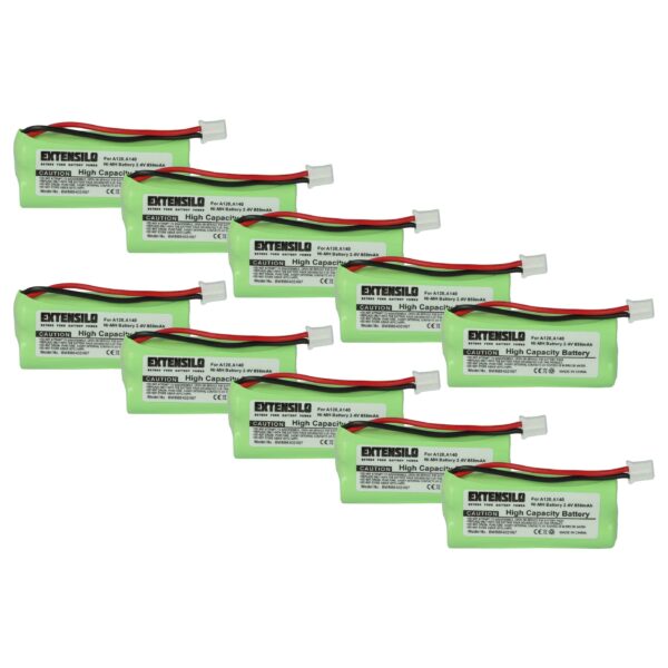 10x Bateria EXTENSILO 850 mAh 2.4V NiMH para telefone T-Com DECT - Compatível 55AAAHR2BMX, 220436C1, 41AAAH2BMX, 220382C1