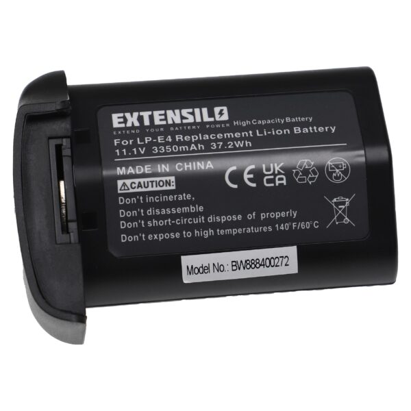Bateria compatível com Canon LP-E4 - 3350mAh, 11.1V, Li-Ion EXTENSILO