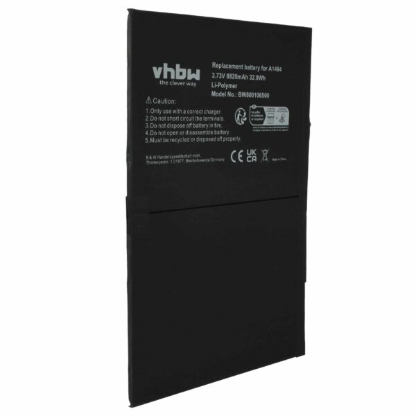 Bateria vhbw para Tablet Apple 6712-6700, A1484 - 8820 mAh 3.73 V Li-polymer