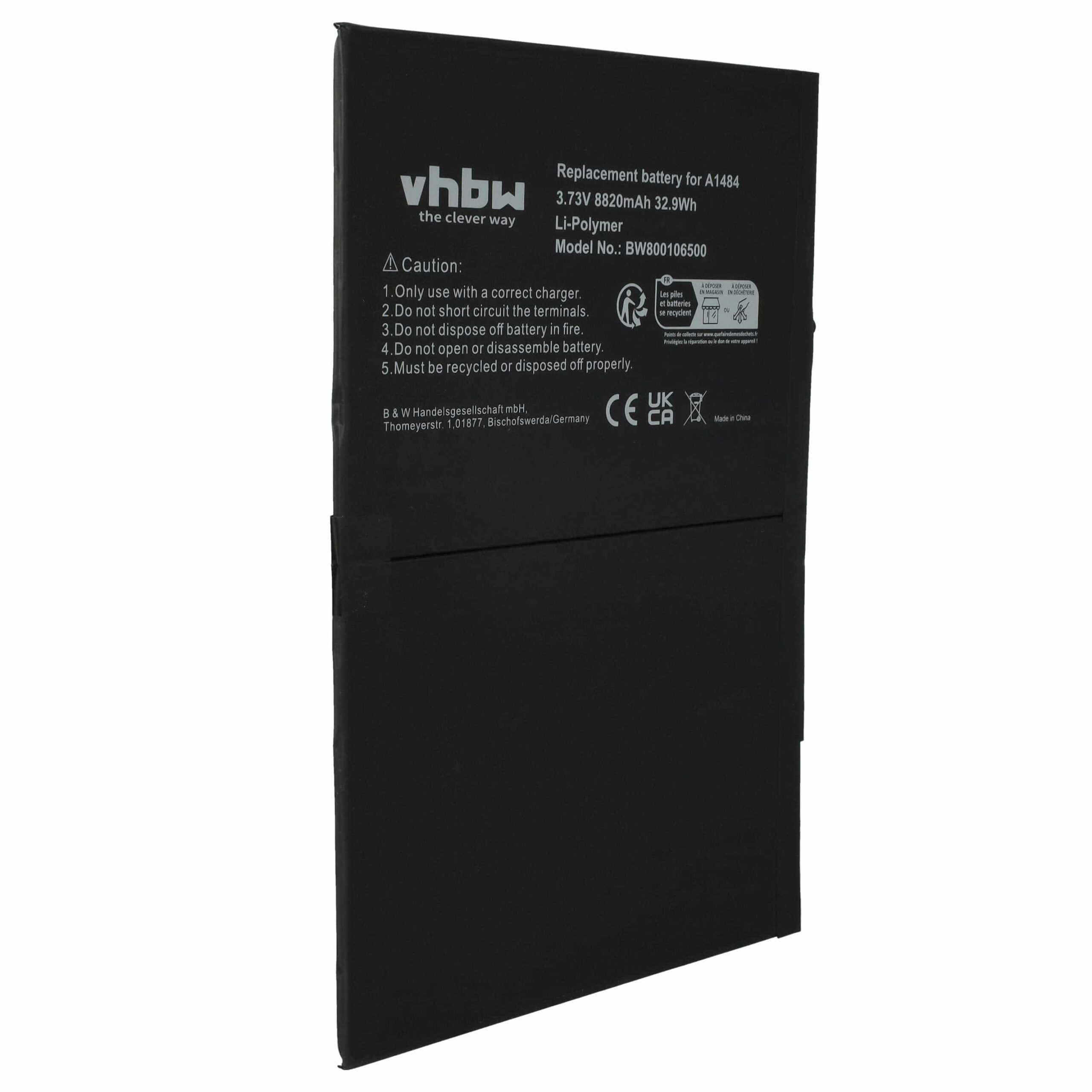 Bateria vhbw para Tablet Apple 6712-6700, A1484 - 8820 mAh 3.73 V Li-polymer