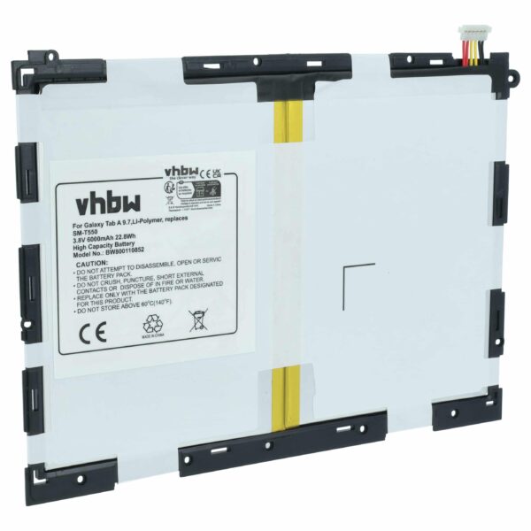 Bateria vhbw para Tablet Samsung EB-BT550ABE, EB-BT550ABA - 6000 mAh 3.8 V