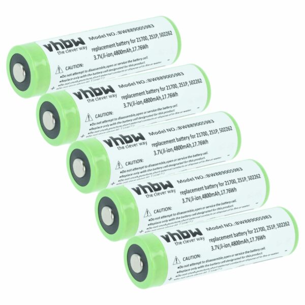 Bateria vhbw 5x compatível com Ledlenser 2S1P - 4.8 Ah 3.7 V Li-Ion