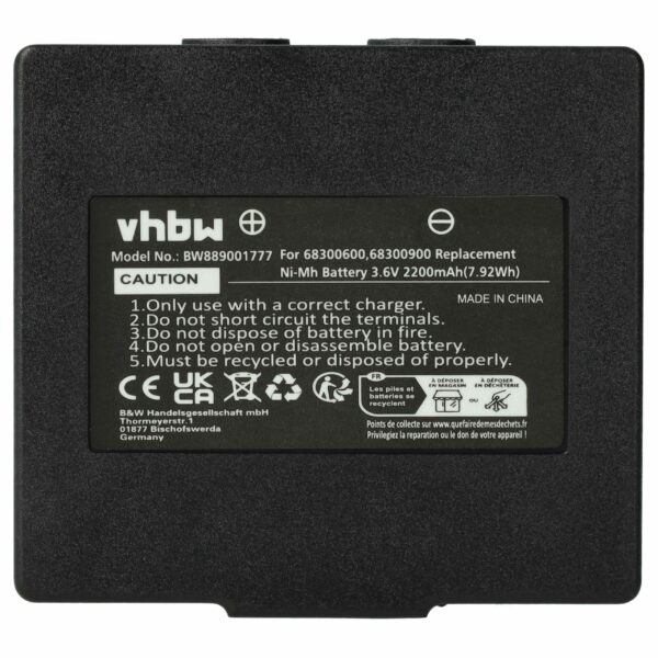 Bateria de Substituição vhbw para Abitron KH68300990, Comando Remoto EX2-22 - 2200 mAh