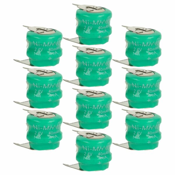 Bateria de Moeda Recarregável V40H 3 Contactos vhbw - 40 mAh 2.4V NiMH (Pack 10)