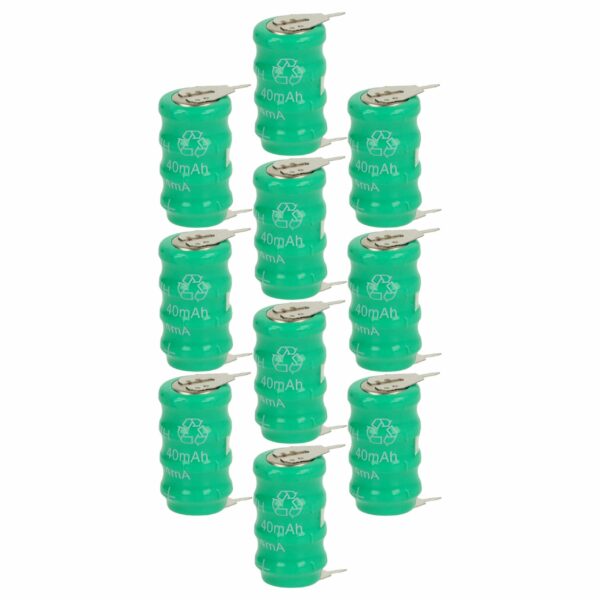 10x Pilhas Botão Recarregáveis V40H 2 Pinos 40 mAh 4.8V NiMH - vhbw