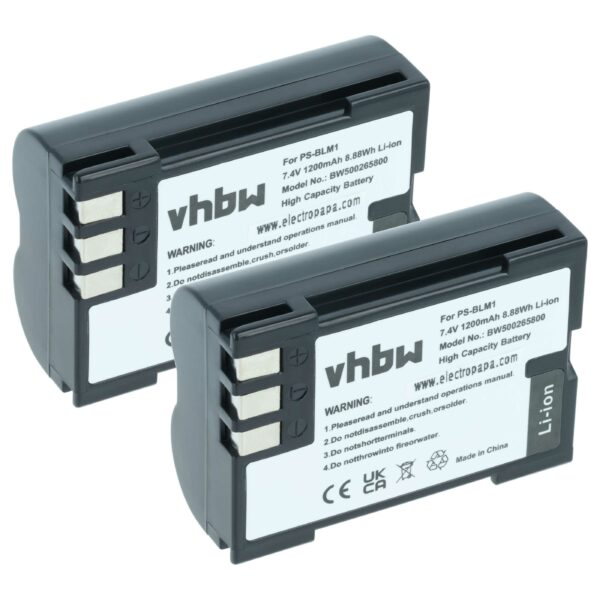 2x Bateria compatível com Olympus PS-BLM1 - 1200mAh, 7.2V, Li-Ion