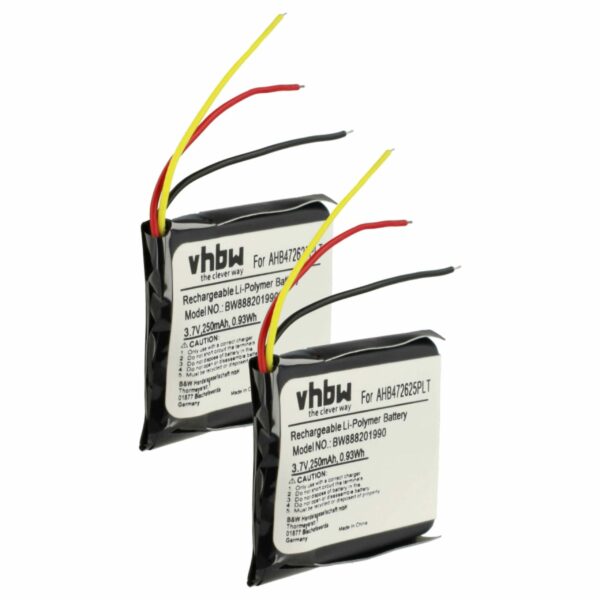 Bateria Wireless Headset 2x vhbw compatível Jabra CP-GN650, AHB472625PLT, AHB682828PS - 250 mAh 3.7 V Li-polymer