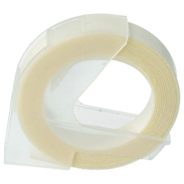 Fita de Relevo 3D vhbw para Dymo / Motex - 9 mm Branco sobre Transparente