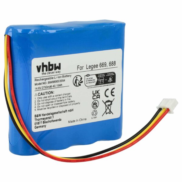Bateria vhbw para Hobot 2750mAh, 14.6V, Li-Ion