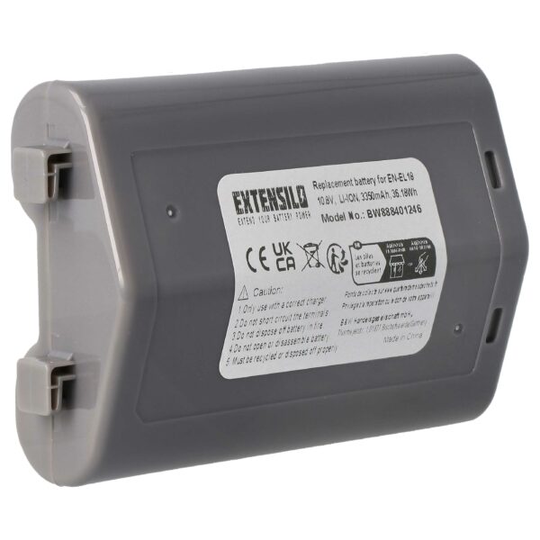 Bateria compatível com Nikon EN-EL18 - 3350mAh, 10.8V, Li-Ion EXTENSILO