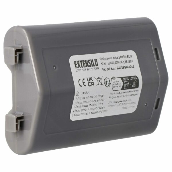 Bateria compatível com Nikon EN-EL18 - 3350mAh, 10.8V, Li-Ion EXTENSILO
