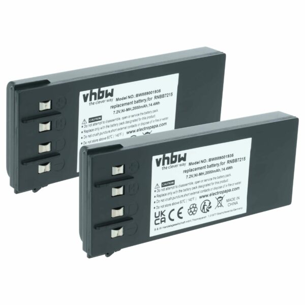2x Bateria de Substituição vhbw para Comando Remoto Industrial Hiab 2.250.2011, 2.250.1000, 2.250.2010 - 2000 mAh