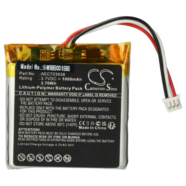 Bateria vhbw para auscultadores sem fios Bang & Olufsen Beoplay H8i / H9 3rd Gen - 1000 mAh 3.7 V Li-polymer