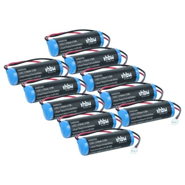 Bateria vhbw 10x para Detetor de Gás Dräger 8326856, 8326186 - 2700 mAh 3.6 V Li-SOCl2