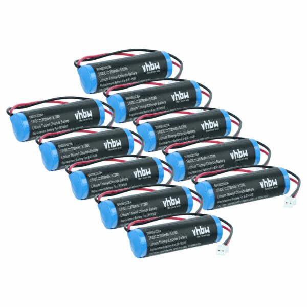 Bateria vhbw 10x para Detetor de Gás Dräger 8326856, 8326186 - 2700 mAh 3.6 V Li-SOCl2