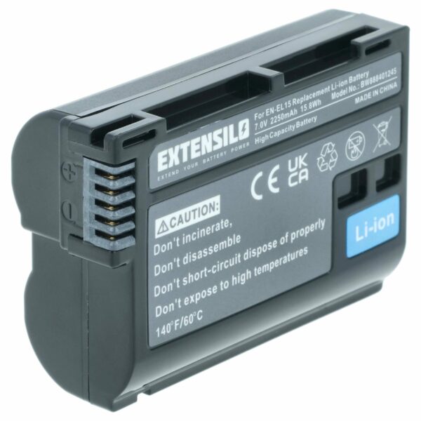 Bateria EXTENSILO compatível Nikon EN-EL15b, EN-EL15c, EN-EL15A, EN-EL15 - 2250mAh, 7V, Li-Ion com Chip