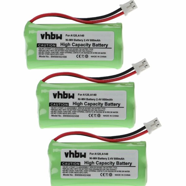 Bateria vhbw 2.4V 800mAh NiMH para Telefones Fixos T-Com, Siemens e Universum - Pack 3x