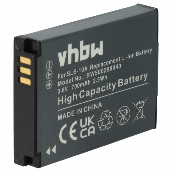 Bateria vhbw compatível com Samsung BP-10A, SLB-10A - 700mAh, 3.6V, Li-Ion