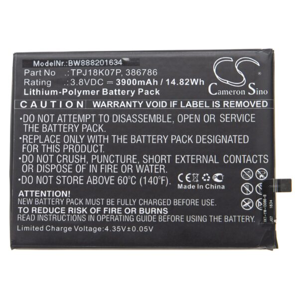 Bateria vhbw para Wiko 386786, TPJ18K07P - 3900 mAh 3.8 V Li-polymer