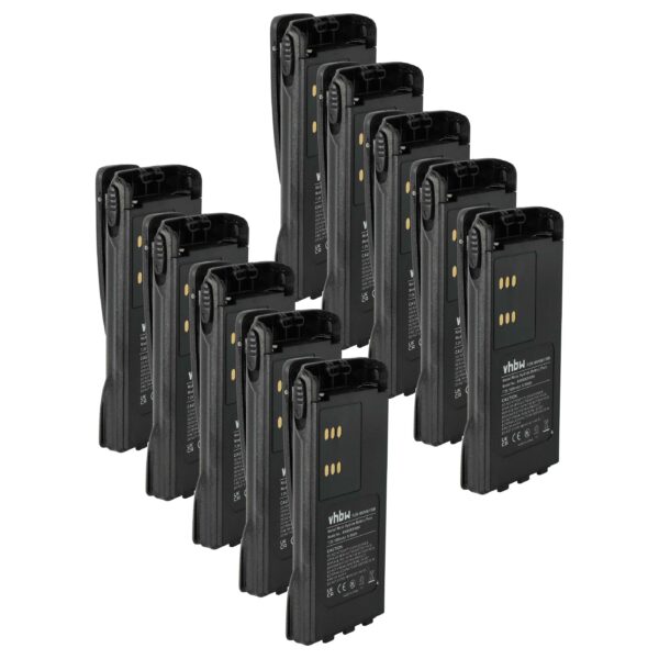 Bateria vhbw 10x para Motorola GP320, GP340, GP360, GP380 - 1800 mAh 7.2 V NiMH com Clipe de Cinto