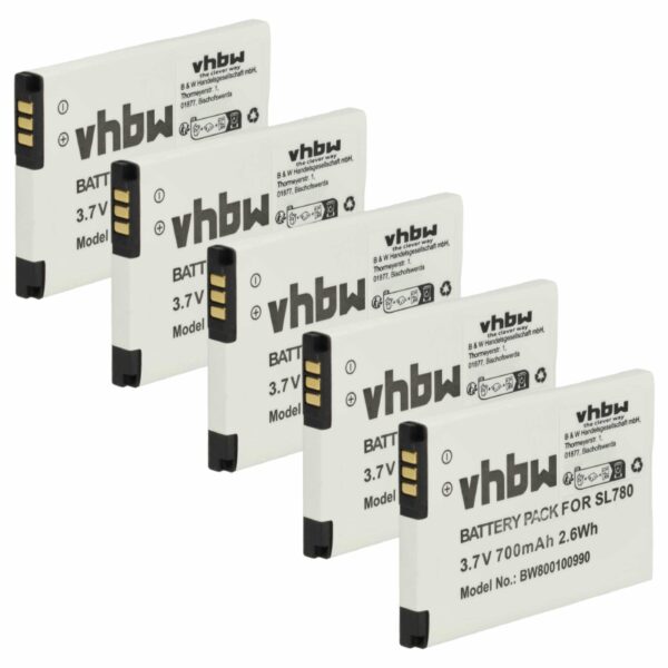 5x Bateria vhbw para Gigaset 4250366817255 - Telefone fixo DECT - 700 mAh 3.7V Li-Ion