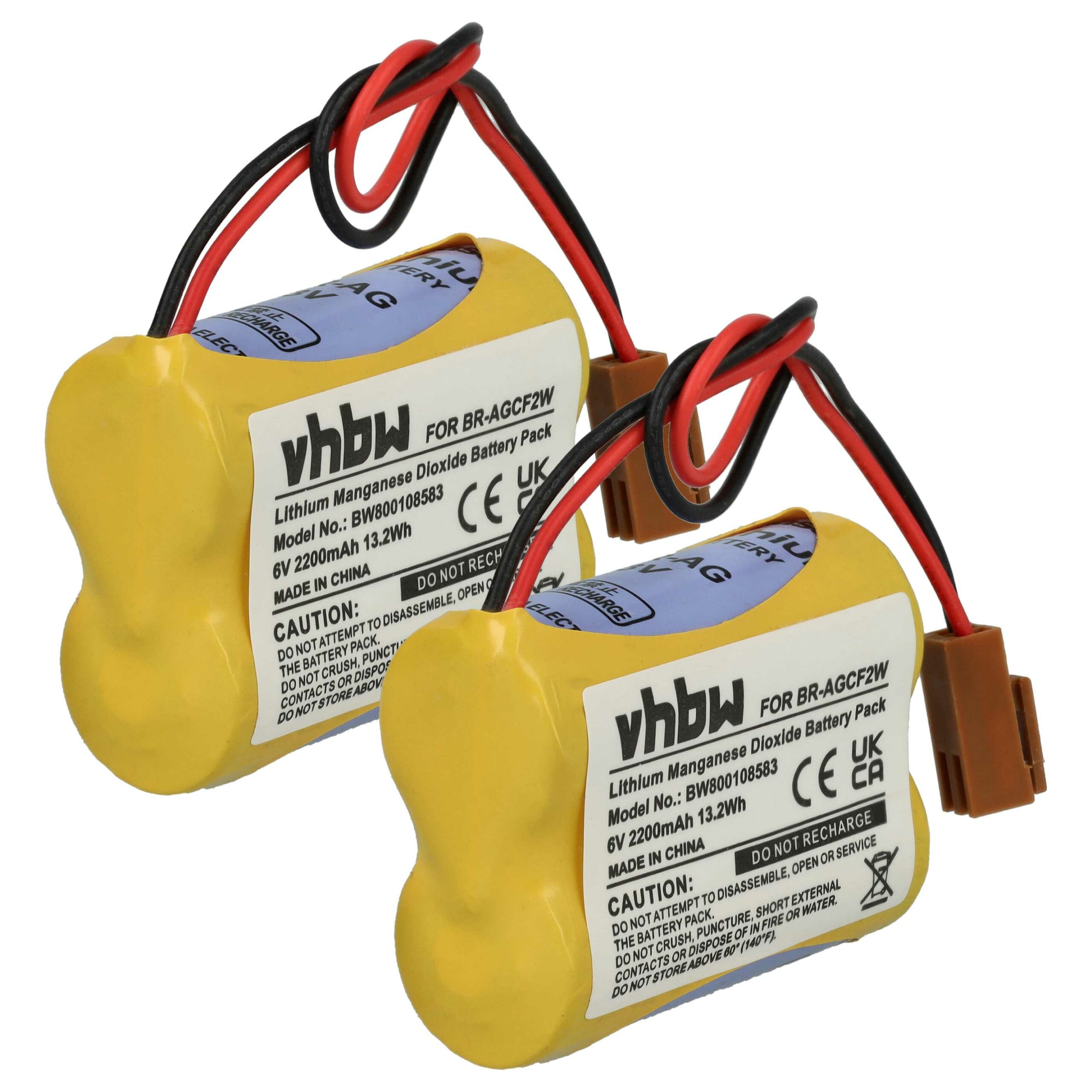 Bateria de Substituição vhbw para Controlador CNC GE Fanuc BR-ACF2P, BR-AGCF2W, BR-AGCF2P - 2200 mAh 6 V Li-MnO2 (Pack 2x)