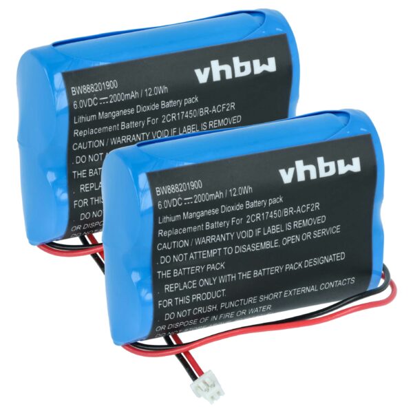 Bateria vhbw 2x para Controlador CNC Panasonic BR-ACF2R - 2000 mAh 6 V Li-MnO2