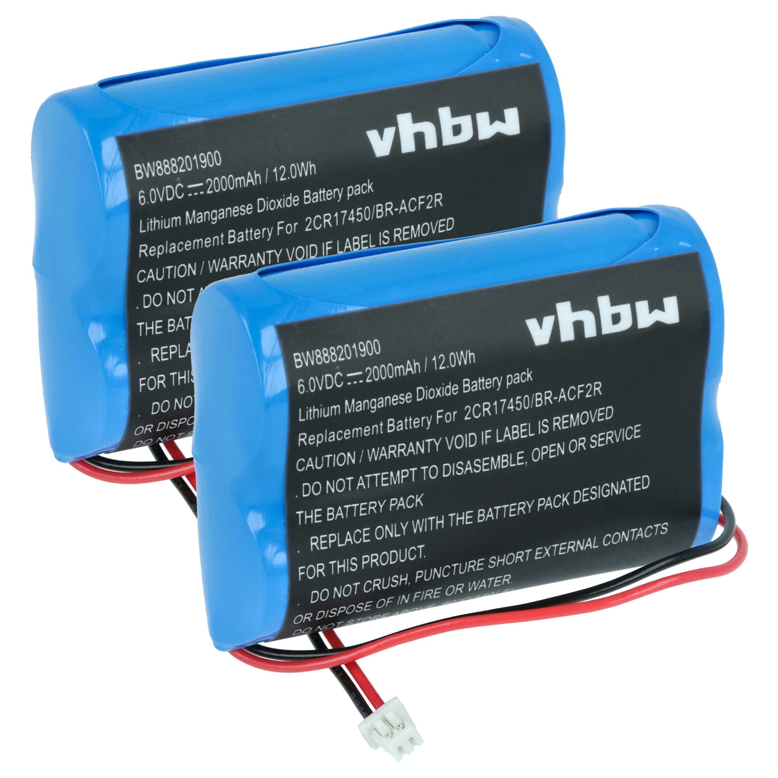 Bateria vhbw 2x para Controlador CNC Panasonic BR-ACF2R - 2000 mAh 6 V Li-MnO2