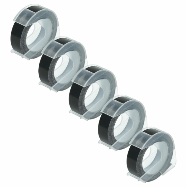Pack 5x Fita de Etiquetas 3D vhbw Compatível Dymo 0898132 - 12 mm Branco sobre Preto