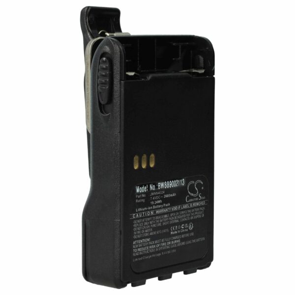 Bateria de Substituição para Rádios Motorola vhbw JMNN4024AR - 2600 mAh 7.2 V Li-Ion com Clipe de Cinto