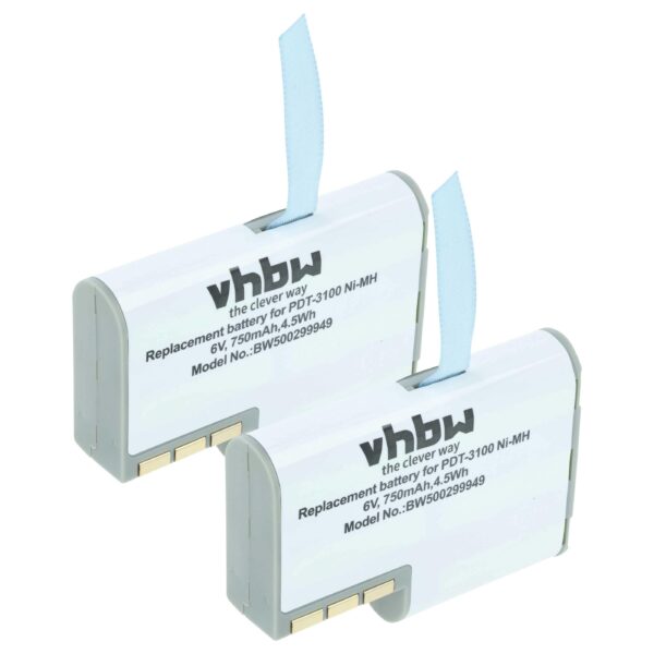 2x Bateria vhbw 750 mAh 6V para Symbol Barcode Scanner POS (substitui 50-14000-0, 21-36897-02, KT-12596-01)