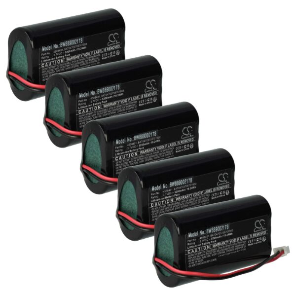 5x Bateria vhbw 5200 mAh 3.7V Li-Ion compatível com lâmpadas Zafferano/Sigor/Villeroy & Boch