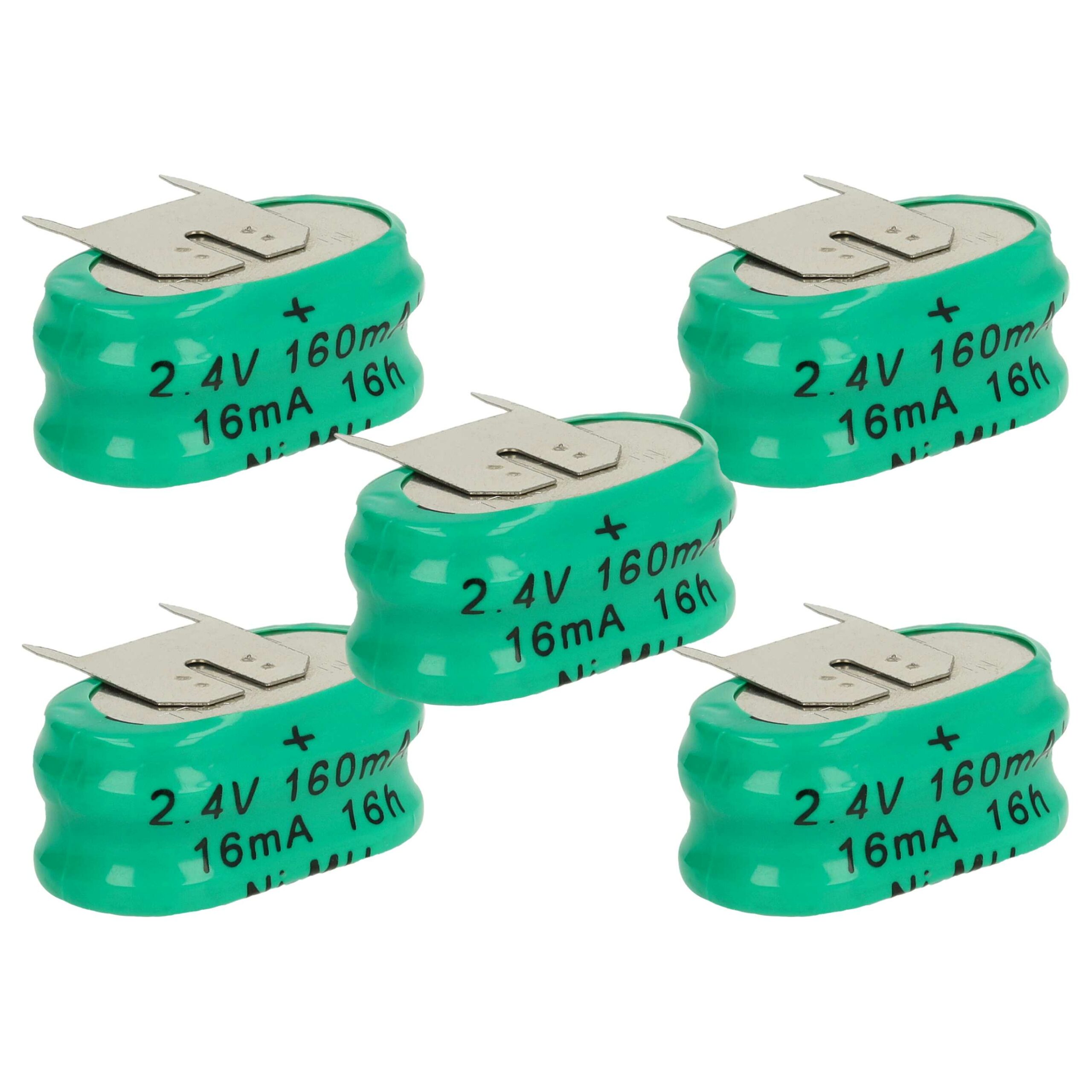 Bateria Recarregável vhbw Tipo 2/V150H 3 Pinos 150 mAh 2.4V NiMH - Pack 5 Unidades