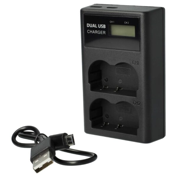 Carregador de Bateria Micro-USB + USB-C com Cabo para Canon IXY 50MC 8.4V